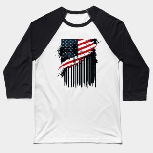 American flag ink as barcode Baseball T-Shirt